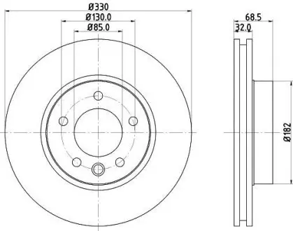 Диск гальмівний передній прав. VW Touareg 3.0 V6 Tdi 04- 3.6 V6 Fsi 06- Hella Pagid 8DD 355 109-741