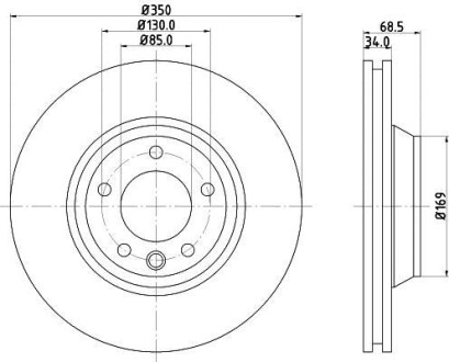 Диск гальмівний PRO перед. лівий Audi Q7/VW Touareg/Porsce Cayenne 3.0TDI-6.0TDI 09.02- Hella Pagid 8DD 355 109-761