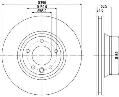 Диск гальмівний PRO перед. прав. Audi Q7 3.0TDI/Porsce Cayenne/VW Touareg 3.0TDI-6.0TDI 09.02- Hella Pagid 8DD 355 109-781 (фото 1)