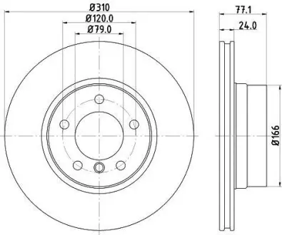 Тормозной диск передний BMW 520i/525i/525d(E60) 7.03-(310x24mm) Hella Pagid 8DD 355 109-901