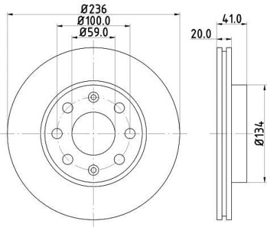 Диск гальмівний Chevrolet Aveo 236mm Hella Pagid 8DD 355 111-341