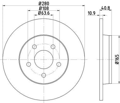 Диск гальмівний зад.Volvo C30, C70 Ii, S40 Ii, V40, V50 Ford C-Max, Focus C-Max, Focus Ii 1.5-2.5 10.03- Hella Pagid 8DD 355 111-401