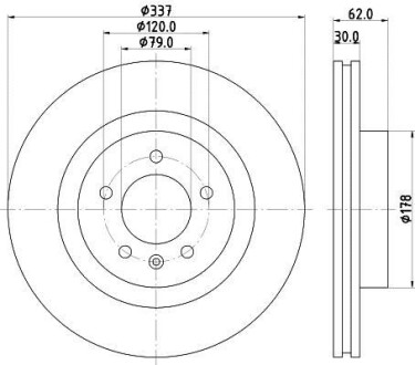 Тормозной диск передний Land Rover Discoveri/Range Rover Sport 04- Hella Pagid 8DD 355 111-481 (фото 1)