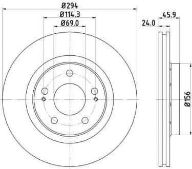 Диск гальмівний з покриттям PRO, передн. Hella Pagid 8DD355111571