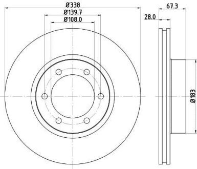 Диск гальмівний перед. Toyota Land Cruiser 3.0-4.0 03- Hella Pagid 8DD 355 111-861