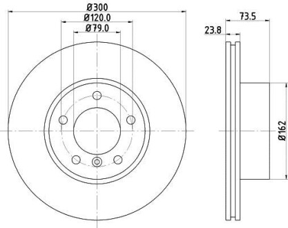 Диски гальм. перед. BMW 1 (E87) 3 (E90) 05-> (300x24) Hella Pagid 8DD 355 111-921