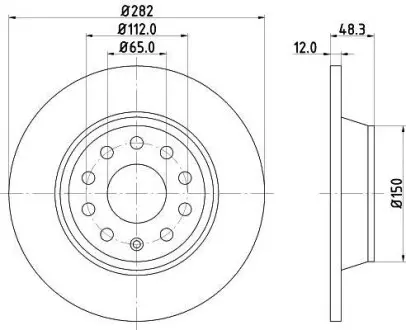 Диск тормозной зад. Audi/Seat/Skoda/VW 02-> Hella Pagid 8DD 355 112-141
