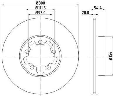 Диск тормозной перед. Ford Transit 330/350 (300X28) 06- Hella Pagid 8DD 355 113-281 (фото 1)