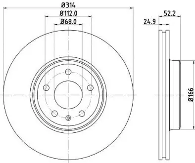 Диск гальмівний з покриттям PRO, передн. Hella Pagid 8DD355113881