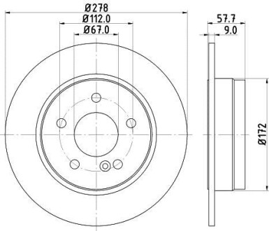 Диск тормозной зад. Mercedes C (C204), CT-Model (S204), C (W204) 1.6-2.2D 01.07- Hella Pagid 8DD 355 114-181