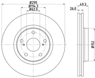 Гальмівний диск передній Toyota Auris, Avensis, Verso 1.6-2.2D 03.07- Hella Pagid 8DD 355 114-281