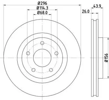 Диск гальмівний передній Nissan Qashqai 1.6 16V 2.0 16V 1.5DCI 06.12-, 2.0DCI 07.04- Hella Pagid 8DD 355 114-601