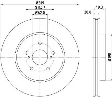 Диск гальмівний перед. Lexus RX 03-/Toyota Highlander 2.7 09- Hella Pagid 8DD 355 114-981