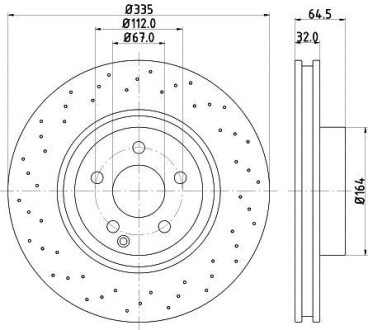 Гальмівний диск передній Mercedes S (W221) 2.2D-5.5 10.05-12.13 Hella Pagid 8DD 355 115-011