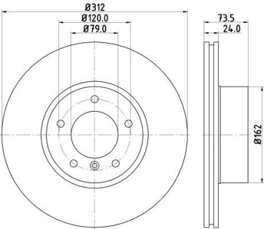 Гальмівний диск перед. BMW 3 (E90/E90N) 320d 05-/X1 (E84) 09- Hella Pagid 8DD 355 115-381