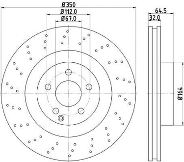 Диск тормозной перед. DB E-class (W211) E420CDI 06- Hella Pagid 8DD 355 115-401