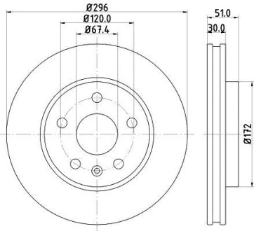 Гальмівний диск передній Ø 296mm Opel Insignia 1.6/1.8/2.0 08- Hella Pagid 8DD355116-031