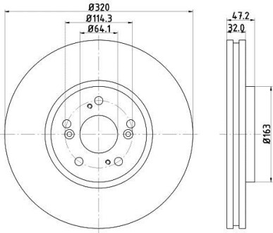 Тормозной диск передний Honda Accord IX, Accord VIII 2.0-3.5 06.08- Hella Pagid 8DD 355 116-091