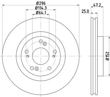 Диск тормозной, передн. Hella Pagid 8DD355116101