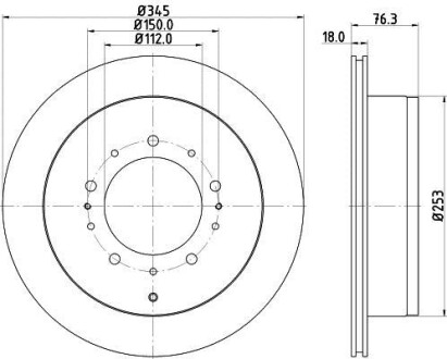 Тормозной диск зад. Lexus LX570/Toyota Land Cruiser VII (J200) 4.5TD 08- Hella Pagid 8DD 355 116-331