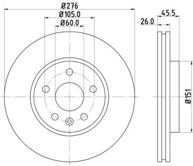 Диск гальмiвний перед. Opel Astra J 1.4 09- Hella Pagid 8DD 355 116-351