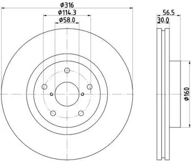 Тормозной диск передний Subaru Tribeca 06- Hella Pagid 8DD 355 116-361