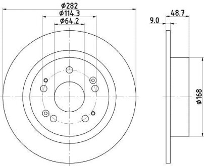 Диск тормозной зад. Honda Accord IX, Accord VIII, Hr-V 1.8-3.5 06.08- Hella Pagid 8DD 355 116-521 (фото 1)