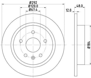 Тормозной диск задн. Opel Insignia 08-,ab 9-5 1.4-2.4 08- Hella Pagid 8DD 355 116-831