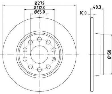 Диск гальмівний зад. (271.8x48,3) Audi A3 09-/Seat Leon 05- Hella Pagid 8DD 355 116-971