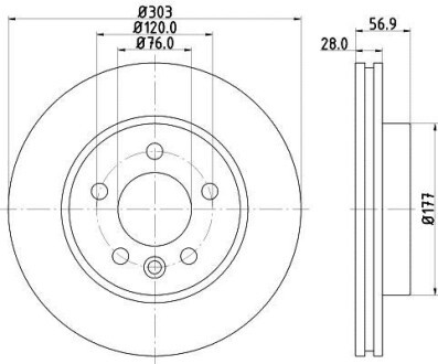 Диск гальмівний передній VW Amarok 2010- Hella Pagid 8DD 355 117-151