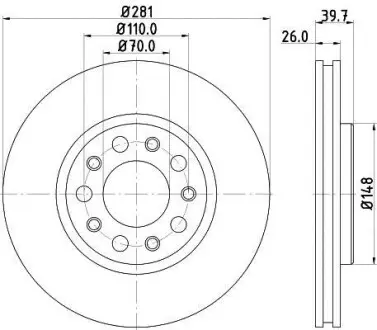 Гальмівний диск передній Лів/Прав Alfa Romeo Giulietta Fiat 500X Jeep Renegade 1.0-2.0D 04.10- Hella Pagid 8DD 355 117-231