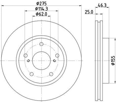 Диск тормозной перед, Toyota Prius/RAV 4 III 1.8/2.4 05- Hella Pagid 8DD 355 117-361