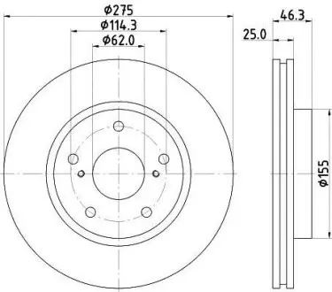 Диск тормозной передний Toyota Prius/RAV 4 III 1.8/2.4 05- Hella Pagid 8DD 355 117-361