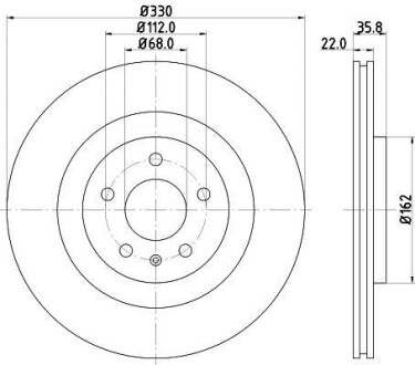 Тормозной диск зад. Audi A4, A5, A6, A7, A8, Q5, Q7 08- Hella Pagid 8DD355118021