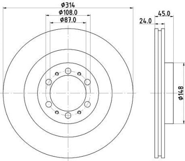 Диск тормозной передний Mitsubishi Pajero 2.5 Td/3.0 V6 98- Hella Pagid 8DD 355 118-741 (фото 1)