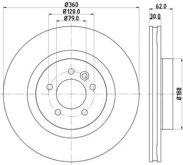 Диск гальмівний перед Land Rover Range Rover Sport 06-12 Hella Pagid 8DD 355 118-871