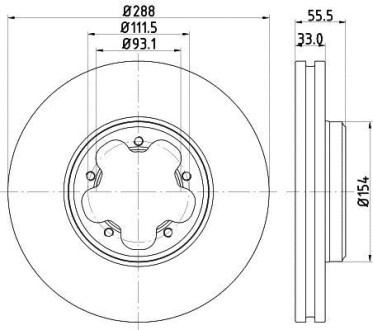 Диск тормозной перед. (288mmx33mm) FORD TOURNEO CUSTOM 2.0 TDCi/2.0 TDCi [RWD] 04.12- Hella Pagid 8DD 355 120-111