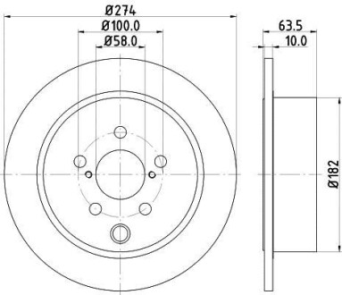 Тормозной диск зад. SUBARU FORESTER 13-274X10 Hella Pagid 8DD 355 120-341