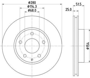 Диск гальмівний передній Mazda 3 (BM) 13- Hella Pagid 8DD 355 120-441