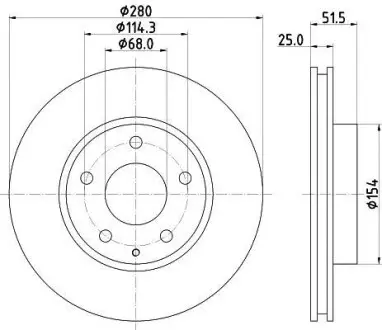 Диск тормозной передний Mazda 3 (BM) 13- Hella Pagid 8DD 355 120-441