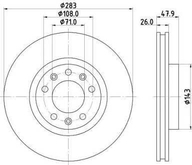 Гальмівний диск передній Peugeot 308 II, 308 Sw II 1.2-2.0D 09.13- Hella Pagid 8DD 355 120-481