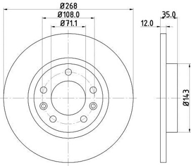 Диск гальмівний з покриттям PRO, задн. Hella Pagid 8DD355120491