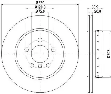 Гальмівний диск (High Carbon) задні BMW 5 F10 Hella Pagid 8DD 355 120-671