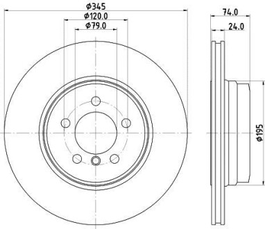 Диск гальмівний зад. Bmw 7 (E65,E66) 730,735 05- Hella Pagid 8DD 355 122-251