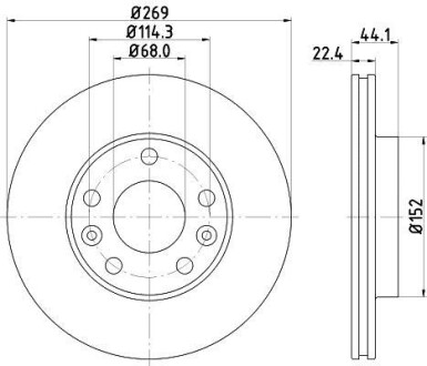 Ø 269 mm Диск гальмівний перед. Dacia Duster/Renault Megane III/Scenic III 1.4-2.0 08- Hella Pagid 8DD 355 122-431