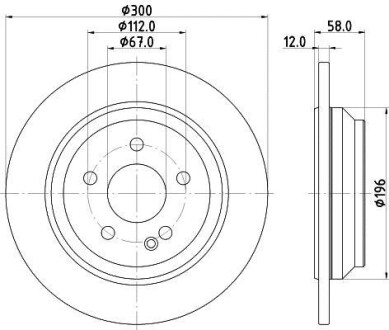 Диск гальмівний зад. DB Vito (W447) 14- Hella Pagid 8DD 355 122-441