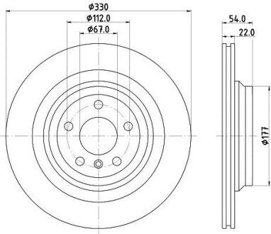 Диск тормозной зад. (330mmx22mm) MERCEDES GLE W166 15- ML W166 11- Hella Pagid 8DD 355 122-561