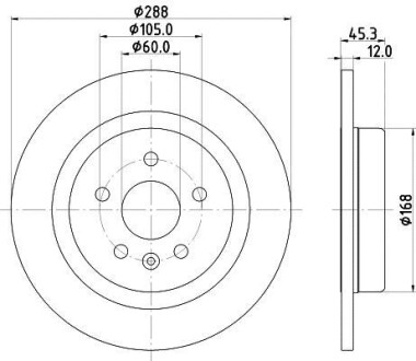 (16") Диск гальмівний задній Opel Astra K 1.0-1.6D 06.15- Hella Pagid 8DD 355 122-741