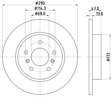 Диск тормозной зад. NISSAN QASHQAI 13- RENAULT KADJAR 15- 290X13 Hella Pagid 8DD 355 122-771