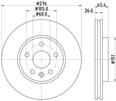 (15") Диск гальмівний перед. Opel Astra K 1.0-1.6D 06.15- Hella Pagid 8DD 355 122-841